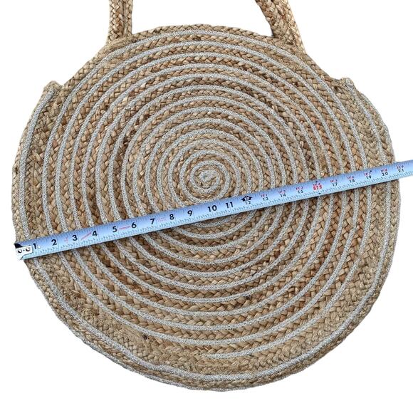 Magid Jute Woven Oversized Circle Metallic Resortwear Tote Beach Bag - Picture 5 of 11